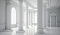 3d columns wallpaper. interior old palace. white and golden marble Royalty Free Stock Photo