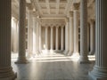 3d columns wallpaper. interior old palace. white and golden marble Royalty Free Stock Photo