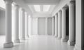 3d columns wallpaper. interior white corridor hall palace. 3d render background