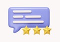 3d comment and star. rate review customer experience quality service excellent feedback. icon isolated on white