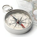 3D compass with map isolated on white background Royalty Free Stock Photo