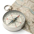 3D compass with map isolated on white background Royalty Free Stock Photo
