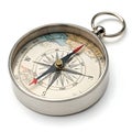 3D compass with map isolated on white background Royalty Free Stock Photo