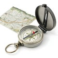 3D compass with map isolated on white background Royalty Free Stock Photo