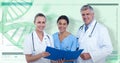 3D Composite image of portrait of happy doctors and nurse with clipboard Royalty Free Stock Photo