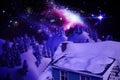 3D Composite image of snow covered roof of house Royalty Free Stock Photo