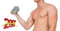 3D Composite image of strong man lifting dumbbell with no shirt on Royalty Free Stock Photo