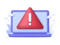 3D Computer error message. Error 404 page not found. Exclamation mark. Royalty Free Stock Photo