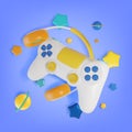 3d Computer Game and Gamepad Concept Cartoon Style. Vector Royalty Free Stock Photo