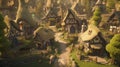 3d computer graphics of a village with elves cottages Royalty Free Stock Photo