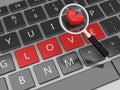 3d Computer keyboard with Love buttons and heart. Royalty Free Stock Photo