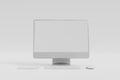 3d Computer monitor, wireless mouse, keyboard float on white background.3d illustration Royalty Free Stock Photo