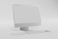 3d Computer monitor, wireless mouse, keyboard float on white background.3d illustration Royalty Free Stock Photo