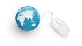 3D Computer Mouse Connected To A Globe Royalty Free Stock Photo