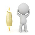 3D Concept of burning the candle at both ends Royalty Free Stock Photo