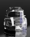 3d concept design ,Modern black sports car ,skeleton,3d ,render Royalty Free Stock Photo