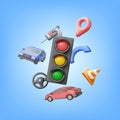 3D Concept of Driving School Isolated