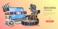 3d Concept of Online Video Editing Service, Motion Design Studio Software.