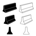 3d concrete road barrier black symbols