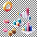 3D Concurrency Coins and Bar Chart Illustration on a Transparent Background Royalty Free Stock Photo