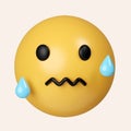 3d Confounded emoji with yellow face, scrunched, a crumpled mouth, frustration, disgust, and sadness. icon isolated on