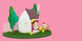 3d Congratulations and gifts for Easter illustration postcard,