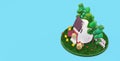 3d Congratulations and gifts for Easter illustration postcard,