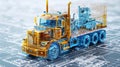 3d construction building digital data modern technology Truck on the construction digital scheme white background isolated Royalty Free Stock Photo
