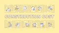 2D construction cost text with multicolor thin line icons