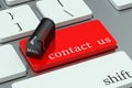 3D Contact us, red hot key on the keyboard Royalty Free Stock Photo