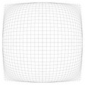 3D convex spherical, globe, orb protrude distortion, deformation on lines grid, mesh. Bulge, bloat, inflate sphere. Bulb, bump or