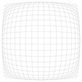 3D convex spherical, globe, orb protrude distortion, deformation on lines grid, mesh. Bulge, bloat, inflate sphere. Bulb, bump or