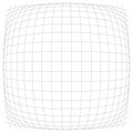 3D convex spherical, globe, orb protrude distortion, deformation on lines grid, mesh. Bulge, bloat, inflate sphere. Bulb, bump or