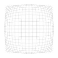 3D convex spherical, globe, orb protrude distortion, deformation on lines grid, mesh. Bulge, bloat, inflate sphere. Bulb, bump or