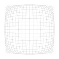 3D convex spherical, globe, orb protrude distortion, deformation on lines grid, mesh. Bulge, bloat, inflate sphere. Bulb, bump or