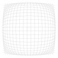 3D convex spherical, globe, orb protrude distortion, deformation on lines grid, mesh. Bulge, bloat, inflate sphere. Bulb, bump or