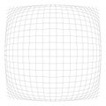 3D convex spherical, globe, orb protrude distortion, deformation on lines grid, mesh. Bulge, bloat, inflate sphere. Bulb, bump or