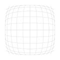 3D convex spherical, globe, orb protrude distortion, deformation on lines grid, mesh. Bulge, bloat, inflate sphere. Bulb, bump or