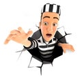 3d convict falling down into a hole Royalty Free Stock Photo