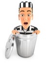 3d convict inside trash can