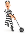 3d convict trying to lift ball and chain
