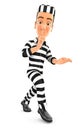 3d convict walking on tiptoe