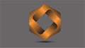 3D copper hexagonal logo with twisted infinity loop design on a dark gray background Royalty Free Stock Photo