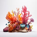 Vibrant Coral Reef Model On White Background