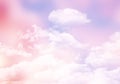 3D cotton candy sky with fluffy clouds Royalty Free Stock Photo