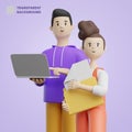 3D Couple Man Women Working Teamwork Development Laptop Folder Accountant Royalty Free Stock Photo