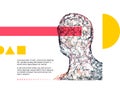 3d cover design template. Human face created in grid style. Artificial intelligence concept. Pattern can be used as a template for Royalty Free Stock Photo