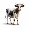 Cel Shaded 3d Cow Posing Against White Background