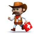 3d Cowboy sheriff brings first aid