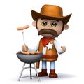 3d Cowboy sheriff cooks a mean barbeque